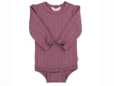 Joha heather wool/silk bodysuit with long sleeves and puff